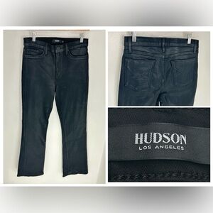 Hudson Barbara Waxed Coated Straight Leg Jeans Size 30 Black 30x30 Festival